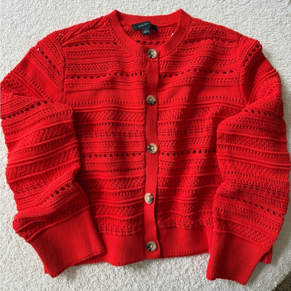 Ann Taylor Pointelle Textured Cardigan - Picture 3 of 6